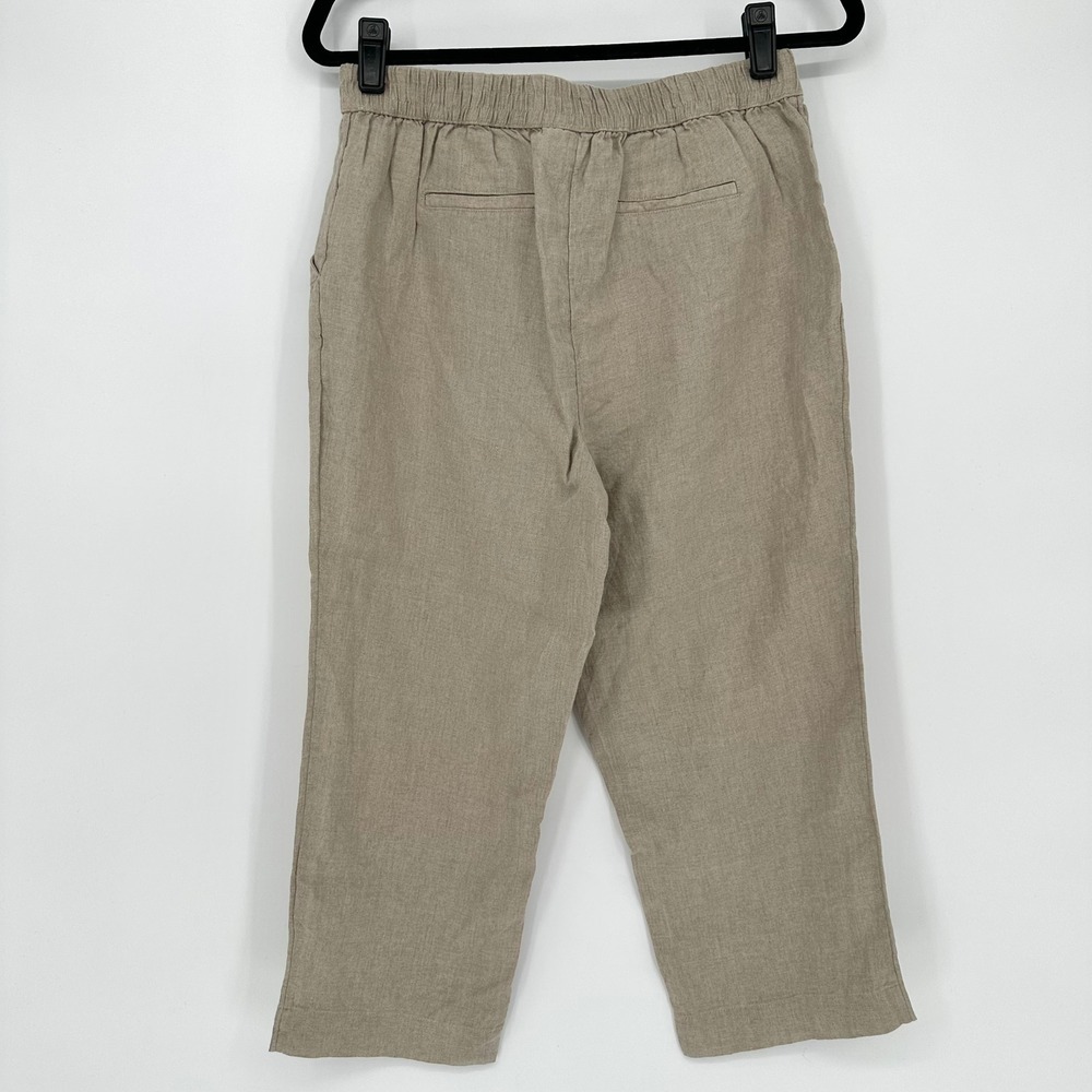 NEW Charter Club Luxury 100% Linen Beige Sand Pull On Pants Cropped Capris PM - Picture 5 of 7